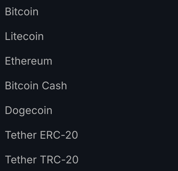 ウィキベットの通貨選択画面